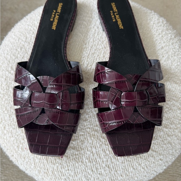 Saint Laurent Women's Dark Burgundy Sandals - Picture 1 of 3